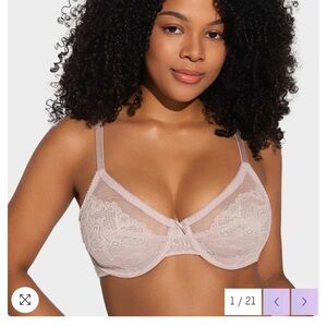 Sheer Lace Underwire Bra in Dusty Pink